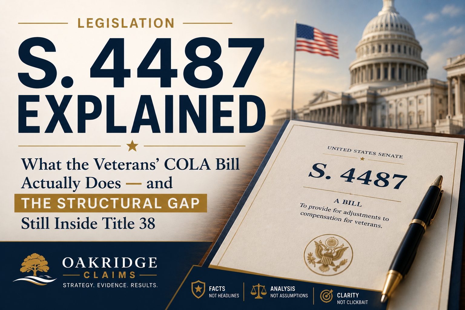 S. 4487 Explained: What the Veterans' COLA Bill Actually Does — and the Structural Gap Still Inside Title 38